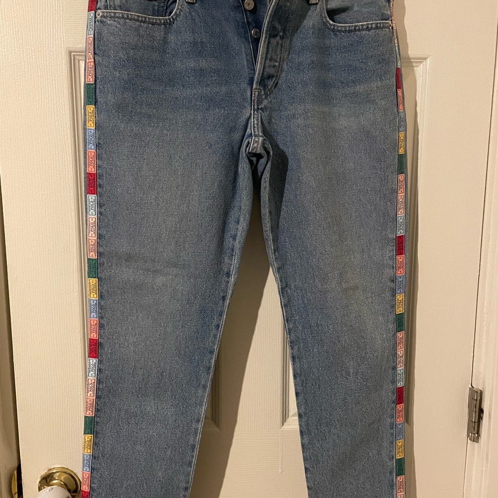 Ralph Lauren Blue Jeans with Colorful Side Stripes
